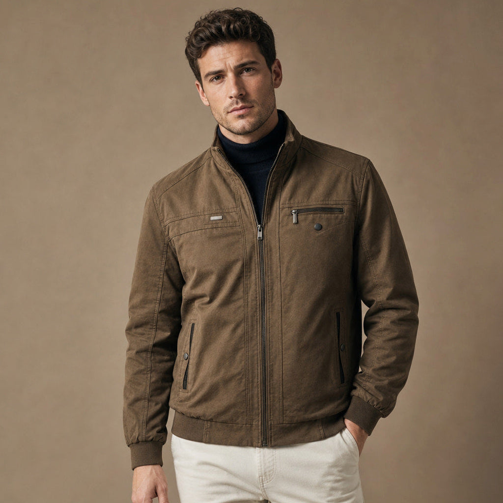 Thoralf | Steppjacke Stehkragen Braun – Produktfoto