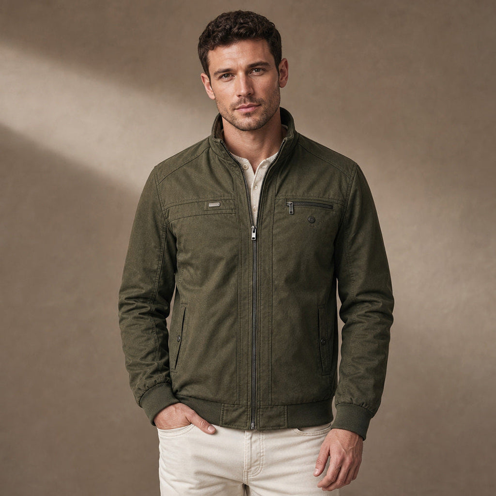 Thoralf | Steppjacke Stehkragen Grün – Produktfoto