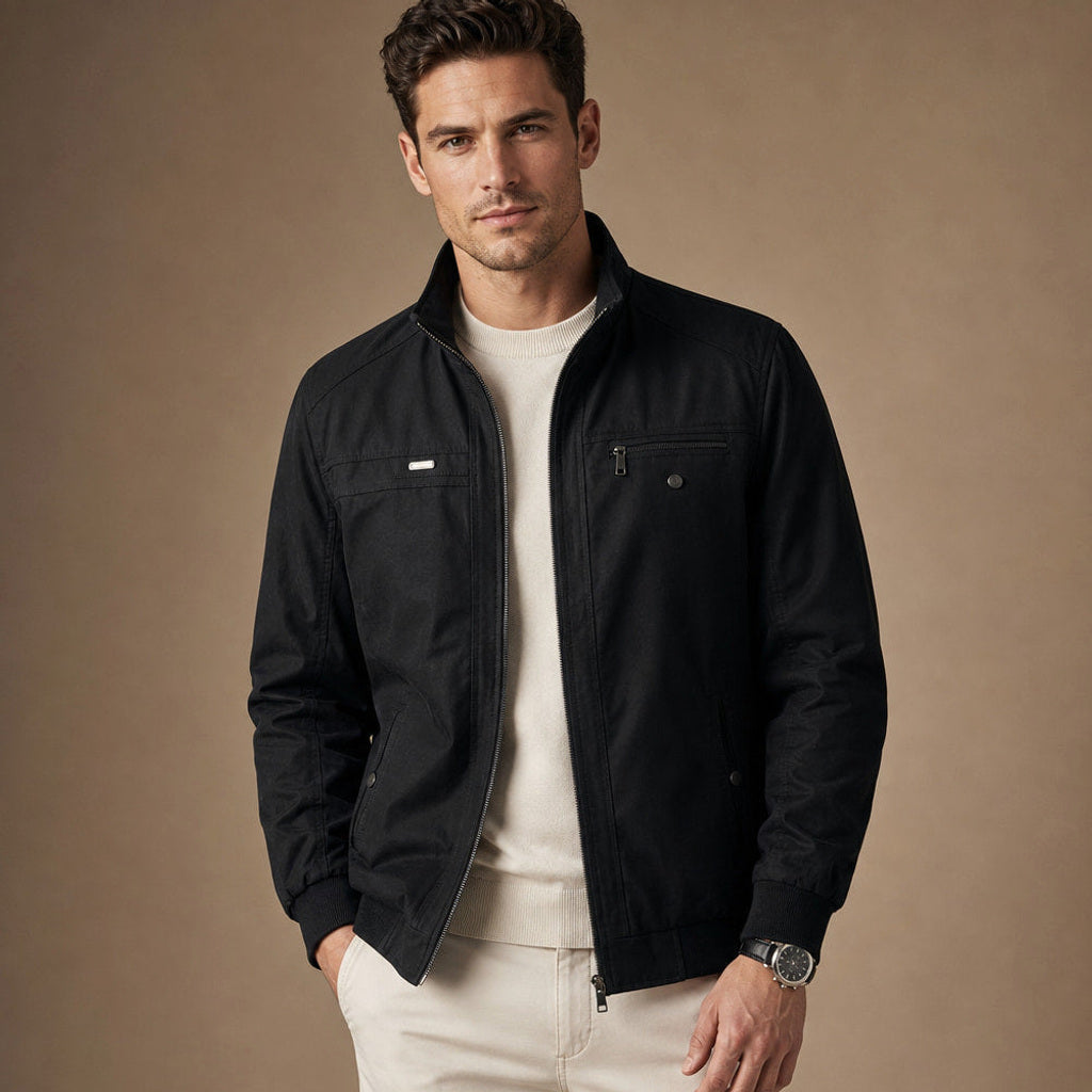 Thoralf | Steppjacke Stehkragen Schwarz – Produktfoto
