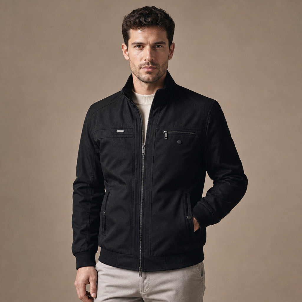 Thoralf | Steppjacke Stehkragen in Schwarz – Premium Editorial