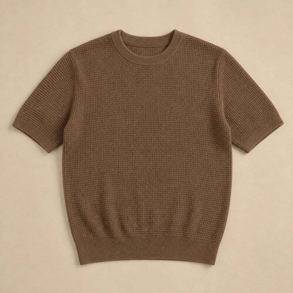 Thoren | Waffelstrick T-Shirt Rundhals Braun – Produktfoto
