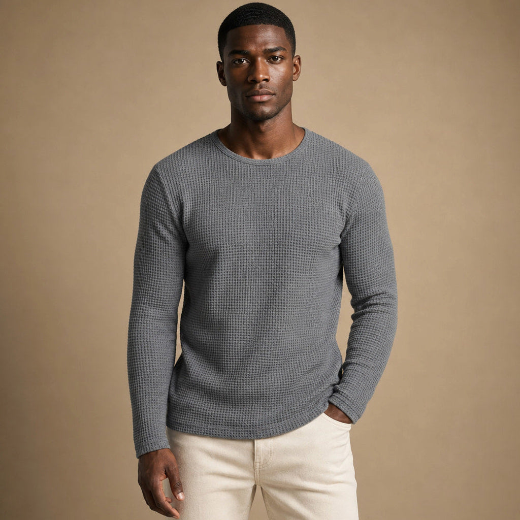 Torben | Waffelstrick-Shirt Langarm – Premium Editorial