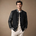 Torsten | College-Jacke Lederärmel Schwarz Schwarz – Produktfoto