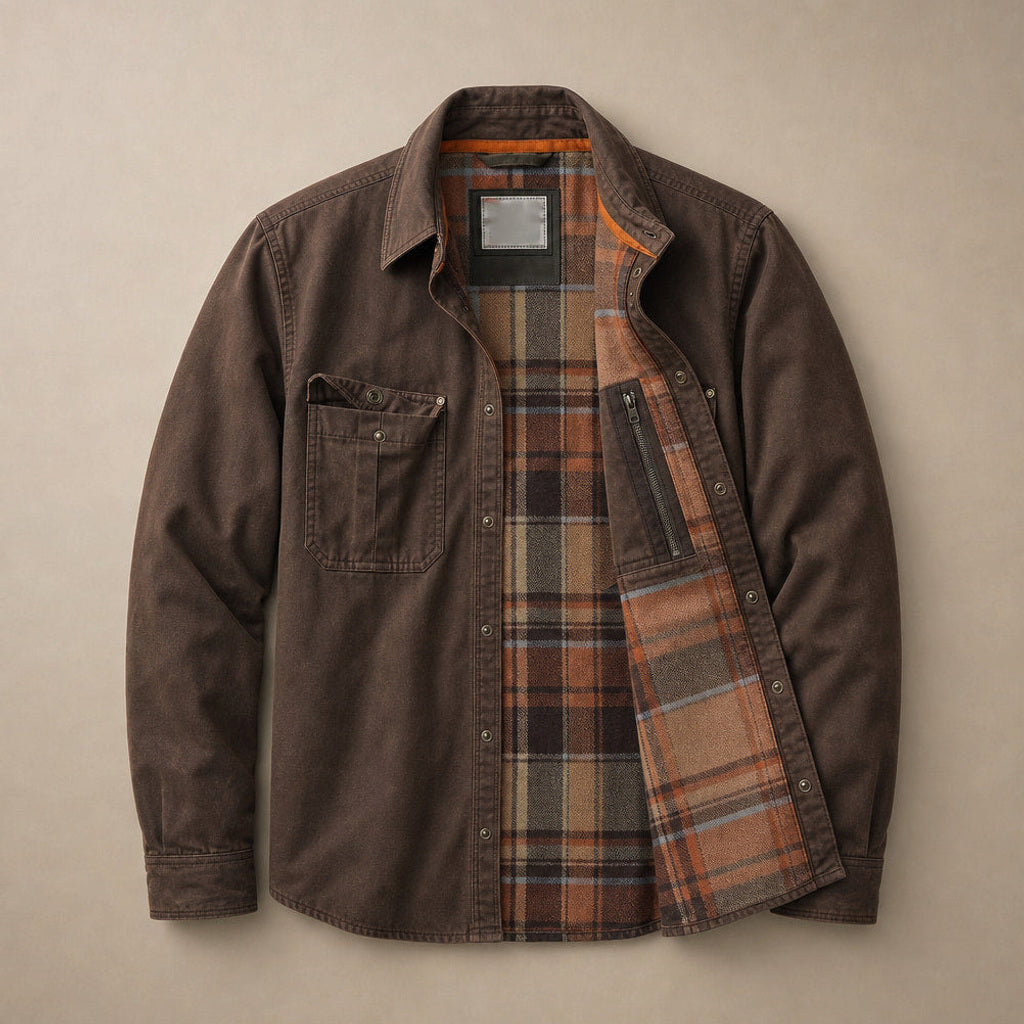 Torwald | Wachsjacke Regular Fit Dunkelbraun – Flatlay-Produktfoto