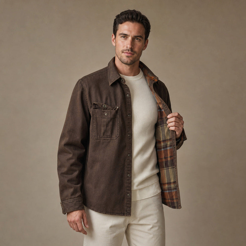 Torwald | Wachsjacke Regular Fit Dunkelbraun – Innenfutter im Detail