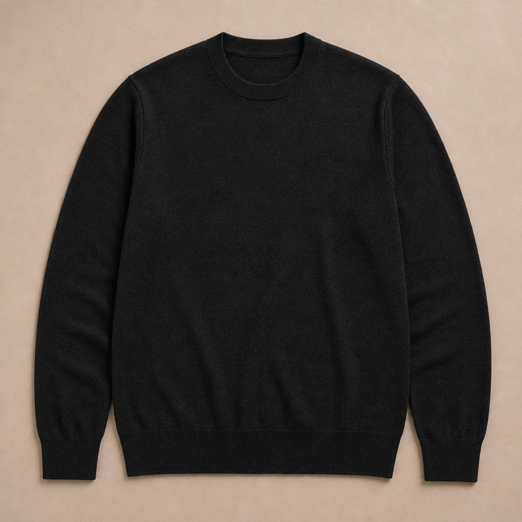 Untold | Feinstrick-Pullover Kontrastpaspel Schwarz – Produktfoto
