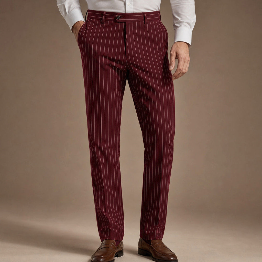 Corbin | Anzughose Nadelstreifen Slim Fit Bordeaux – Produktfoto