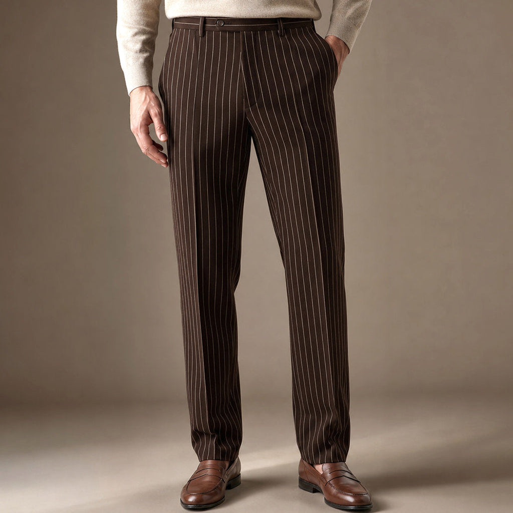 Corbin | Anzughose Nadelstreifen Slim Fit Braun – Produktfoto
