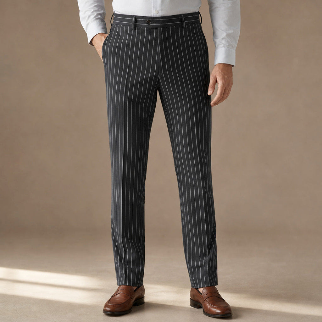 Corbin | Anzughose Nadelstreifen Slim Fit in Dunkelgrau – Premium Editorial