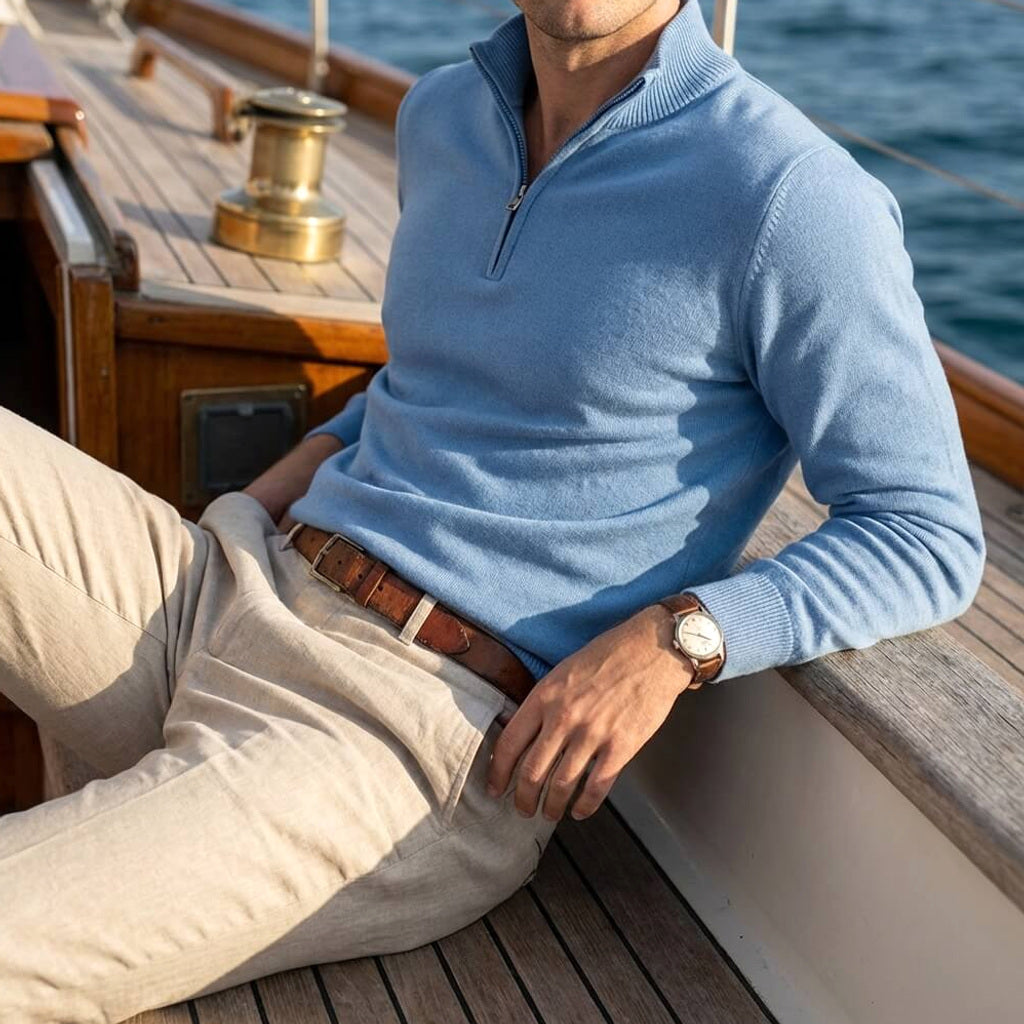 Volkhard | Strickpullover Stehkragen Kurzreißverschluss – Produktfoto