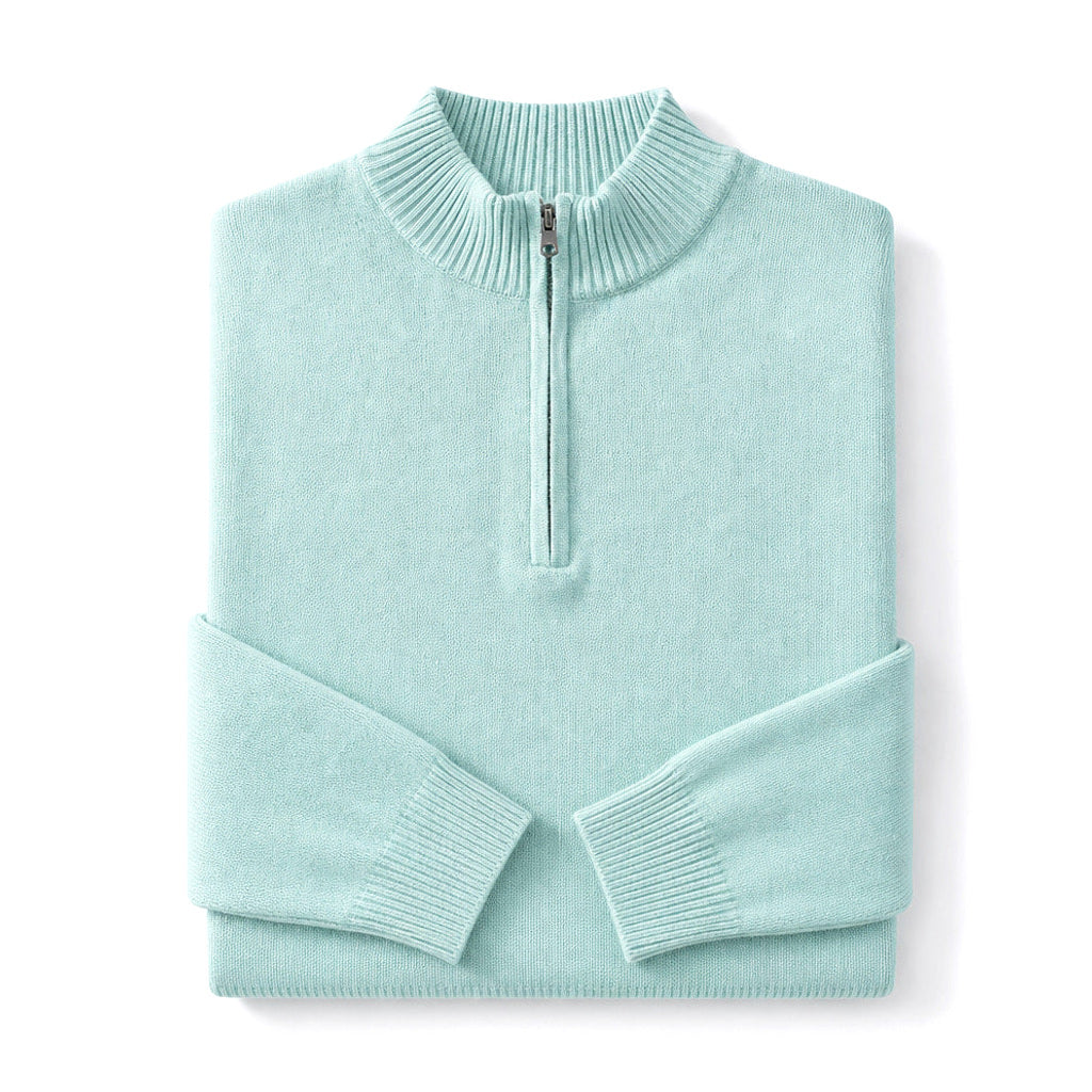 Volkhard | Strickpullover Stehkragen Kurzreißverschluss Mint – Produktfoto