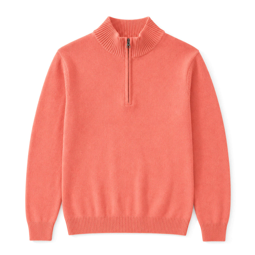 Volkhard | Strickpullover Stehkragen Kurzreißverschluss Lachs – Produktfoto