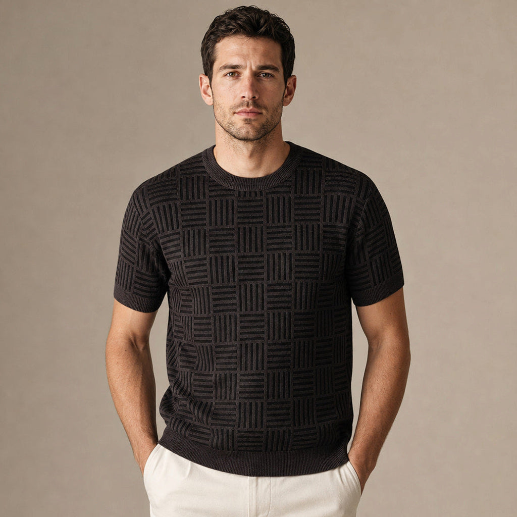 Volkmar | Strickshirt Jacquard-Muster in Espressobraun / Braun – Premium Editorial
