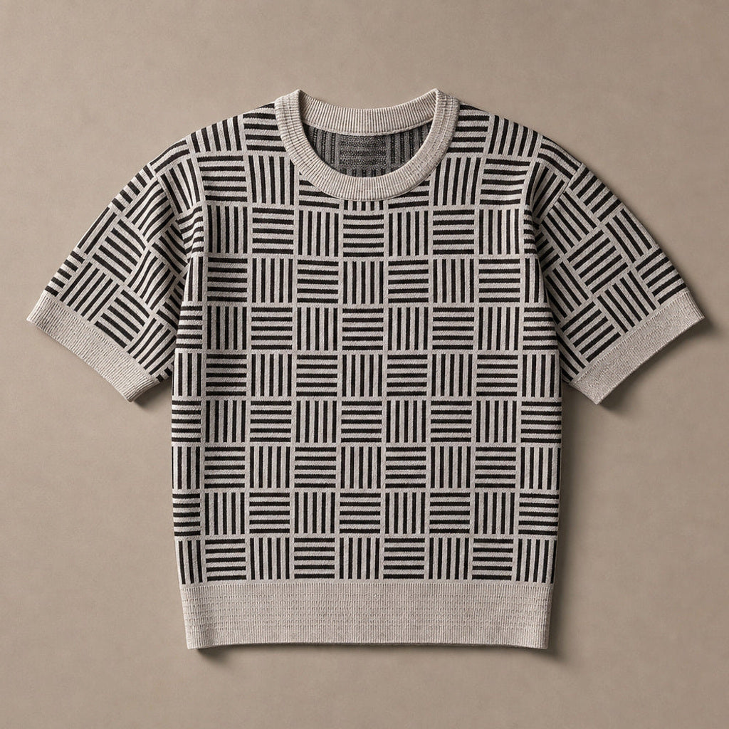 Volkmar | Strickshirt Jacquard-Muster Sandstein/Schwarz – Produktfoto