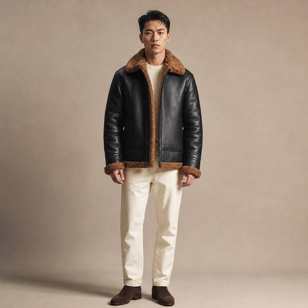 Widukind | Lederjacke Gefüttert Winter in Braun – Premium Editorial
