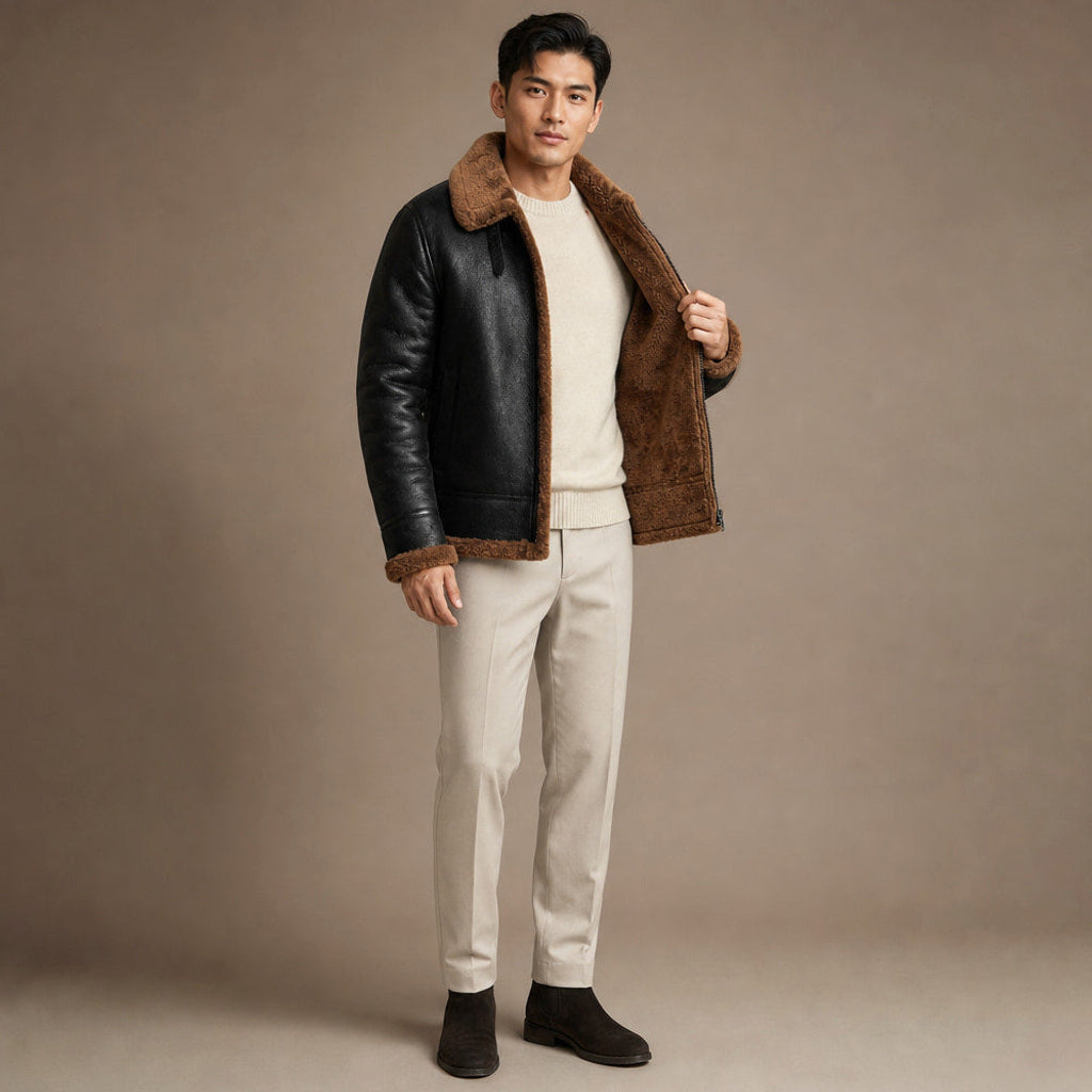 Widukind | Lederjacke Gefüttert Winter Braun – Innenfutter im Detail