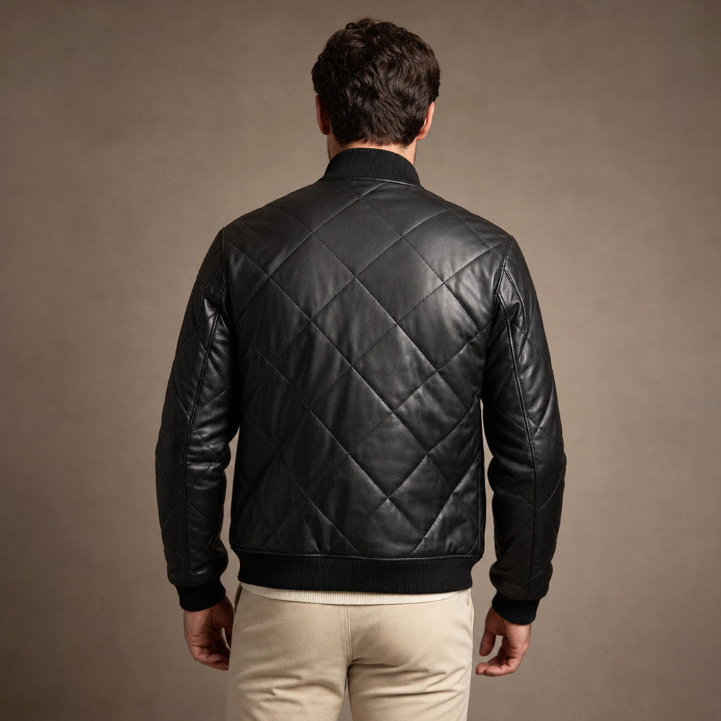 Wulf | Lederjacke gesteppt Schwarz Schwarz – Gesamtlook