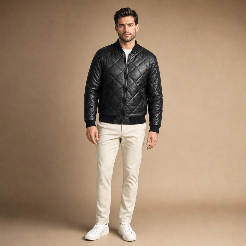 Wulf | Lederjacke gesteppt Schwarz in Schwarz – Premium Editorial