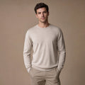 Xaver | Feinstrick-Pullover Rundhals Champagnerbeige – Produktfoto