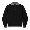 Zeno | Zopfstrickpullover mit Hemdkragen Schwarz – Produktfoto