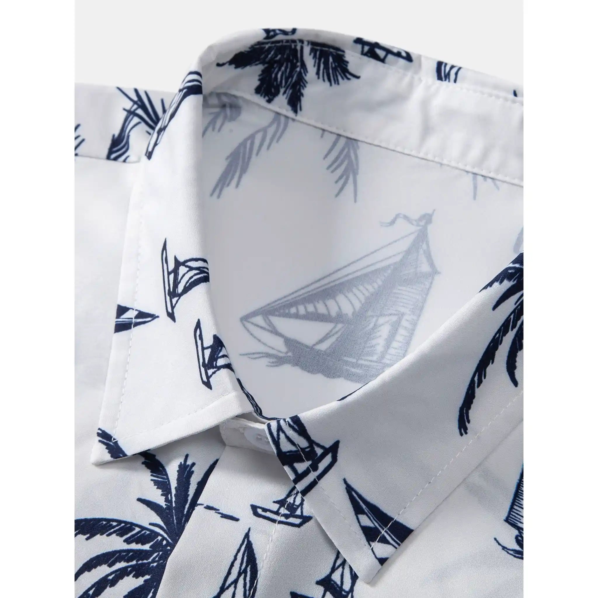 Freizeithemd & Hose Set Insel-Print Leichtes Polyester – Maxo