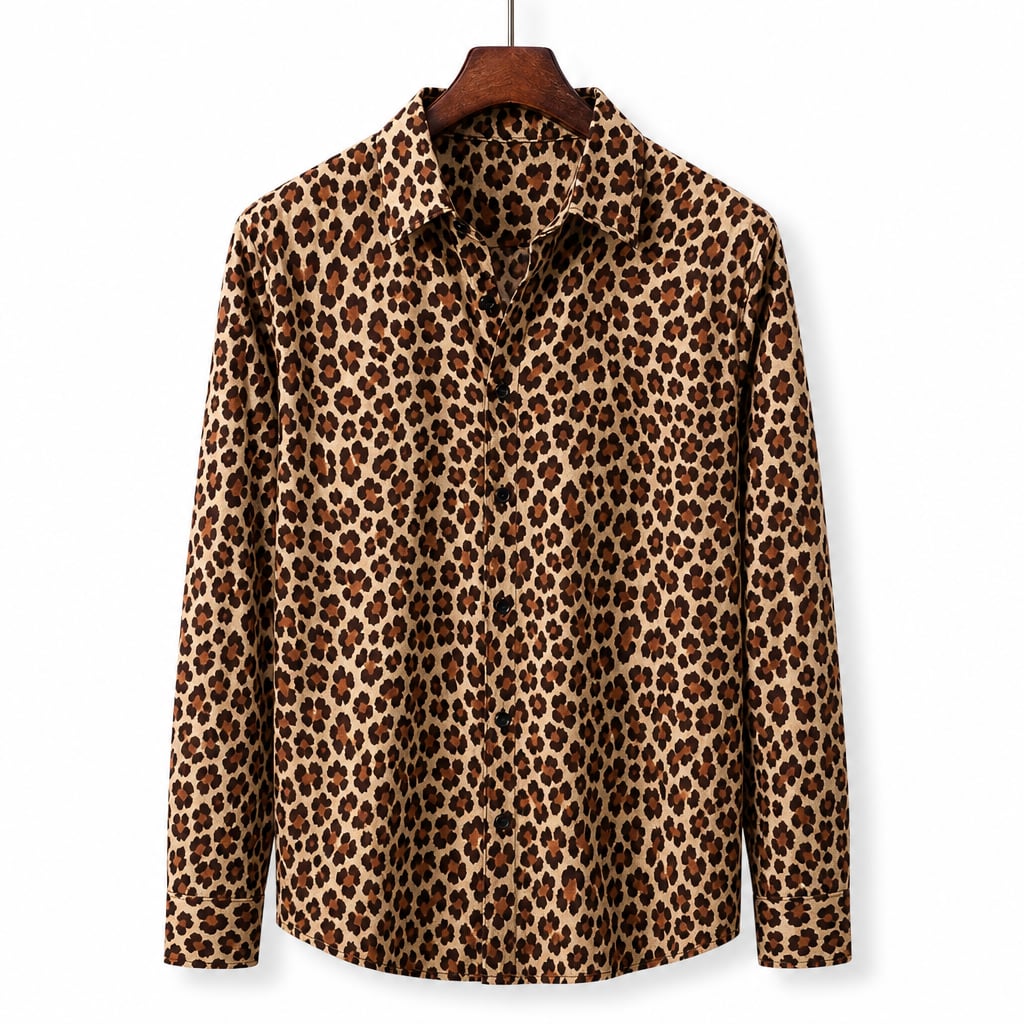 Freizeithemd Relaxed Fit Camp-Collar Leopardenmuster – Dex