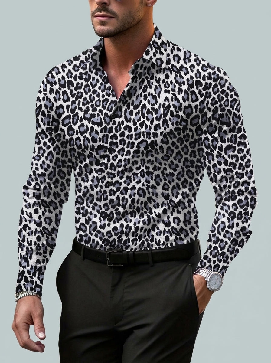 Freizeithemd Relaxed Fit Camp-Collar Leopardenmuster – Dex