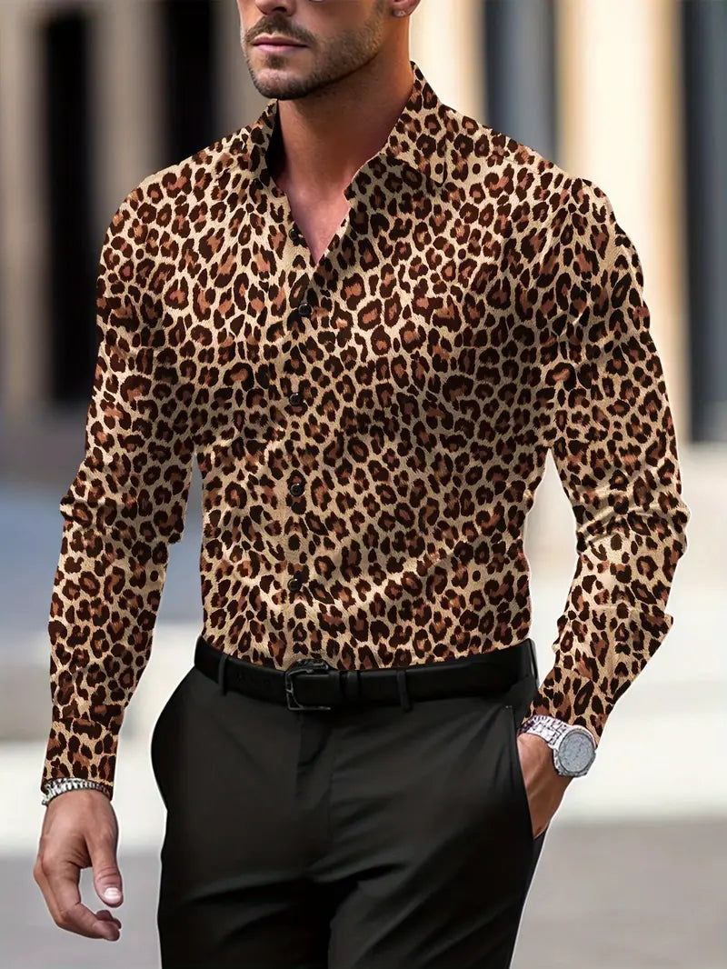 Freizeithemd Relaxed Fit Camp-Collar Leopardenmuster – Dex