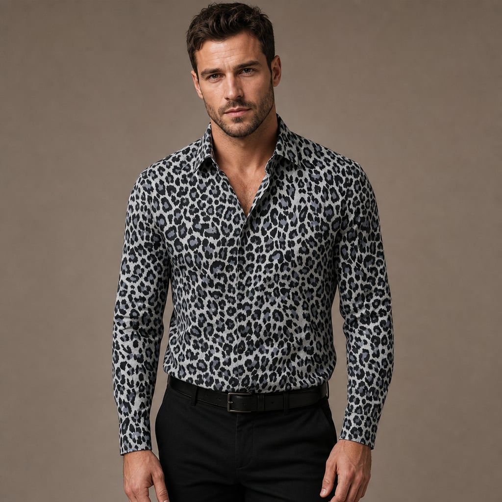 Freizeithemd Relaxed Fit Camp-Collar Leopardenmuster – Dex