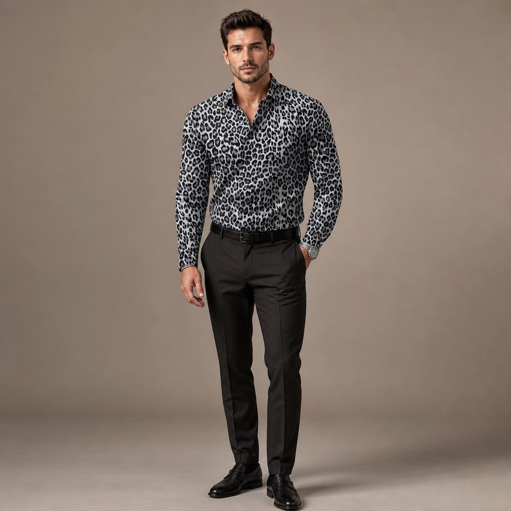 Freizeithemd Relaxed Fit Camp-Collar Leopardenmuster – Dex