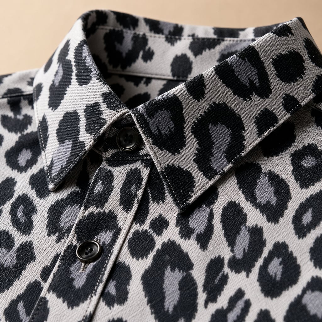 Freizeithemd Relaxed Fit Camp-Collar Leopardenmuster – Dex