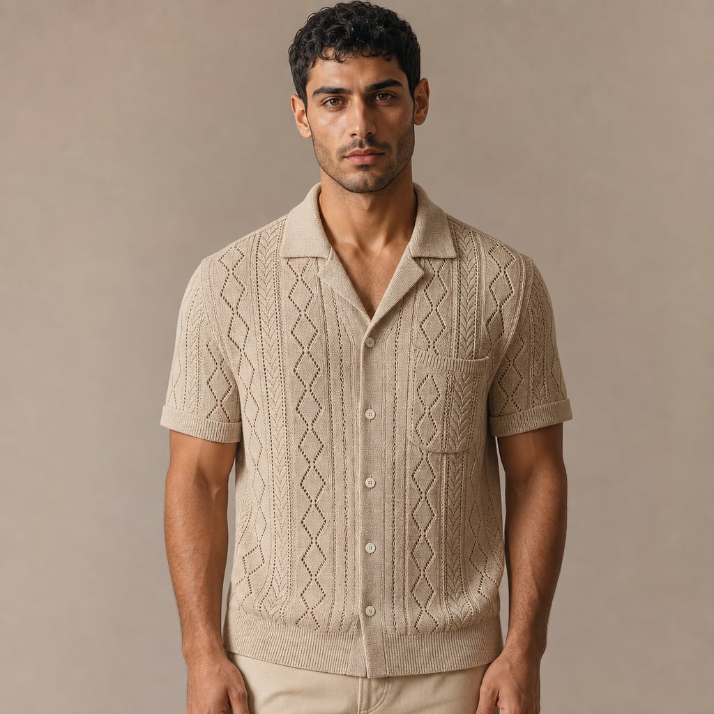 Freizeithemd Strukturgewebe Kurzarm Relaxed Fit – Kelvo