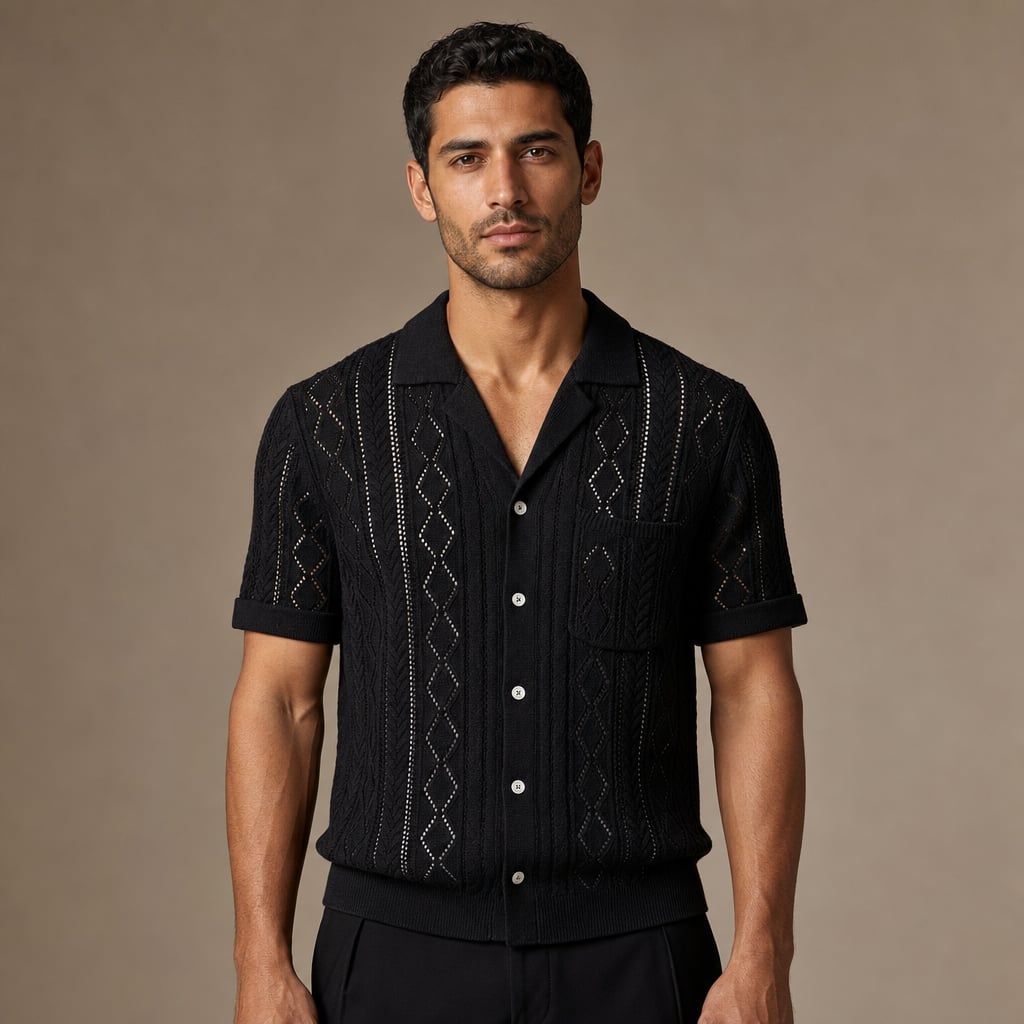 Freizeithemd Strukturgewebe Kurzarm Relaxed Fit – Kelvo