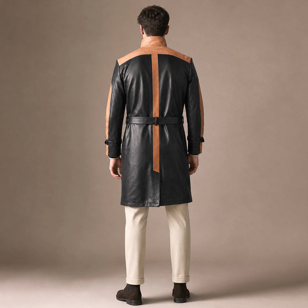 Hardwin | Trenchcoat Leder mit Gürtel