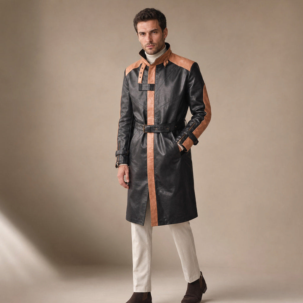 Hardwin | Trenchcoat Leder mit Gürtel