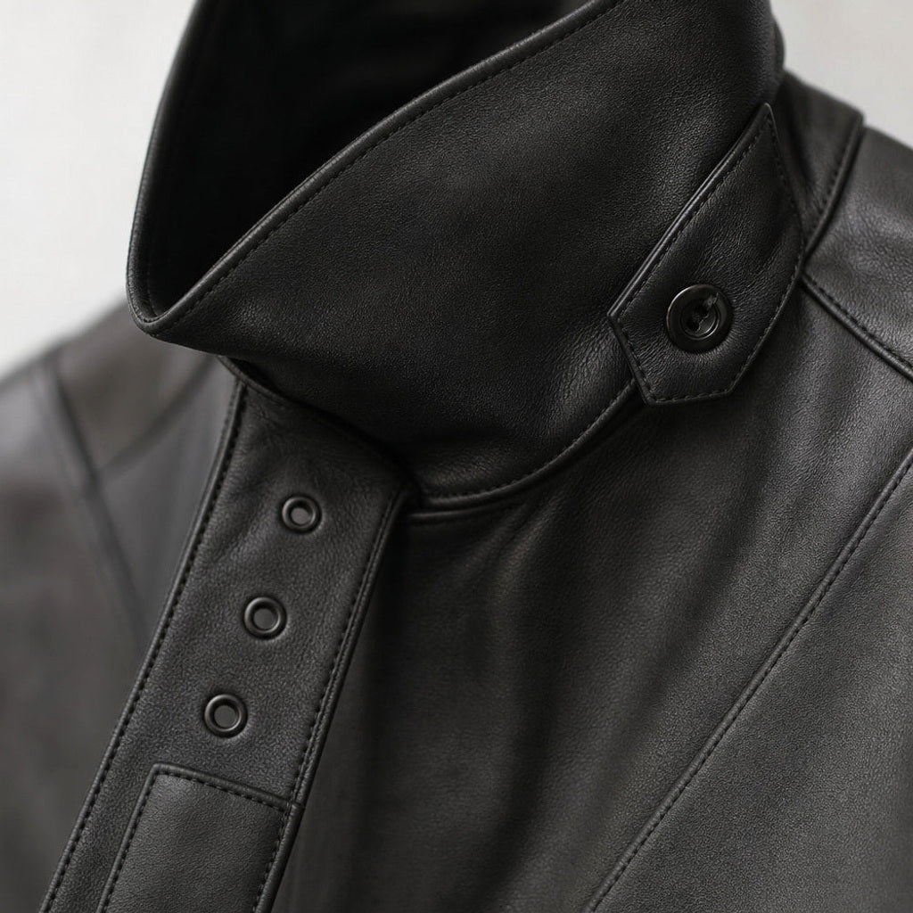 Hardwin | Trenchcoat Leder mit Gürtel