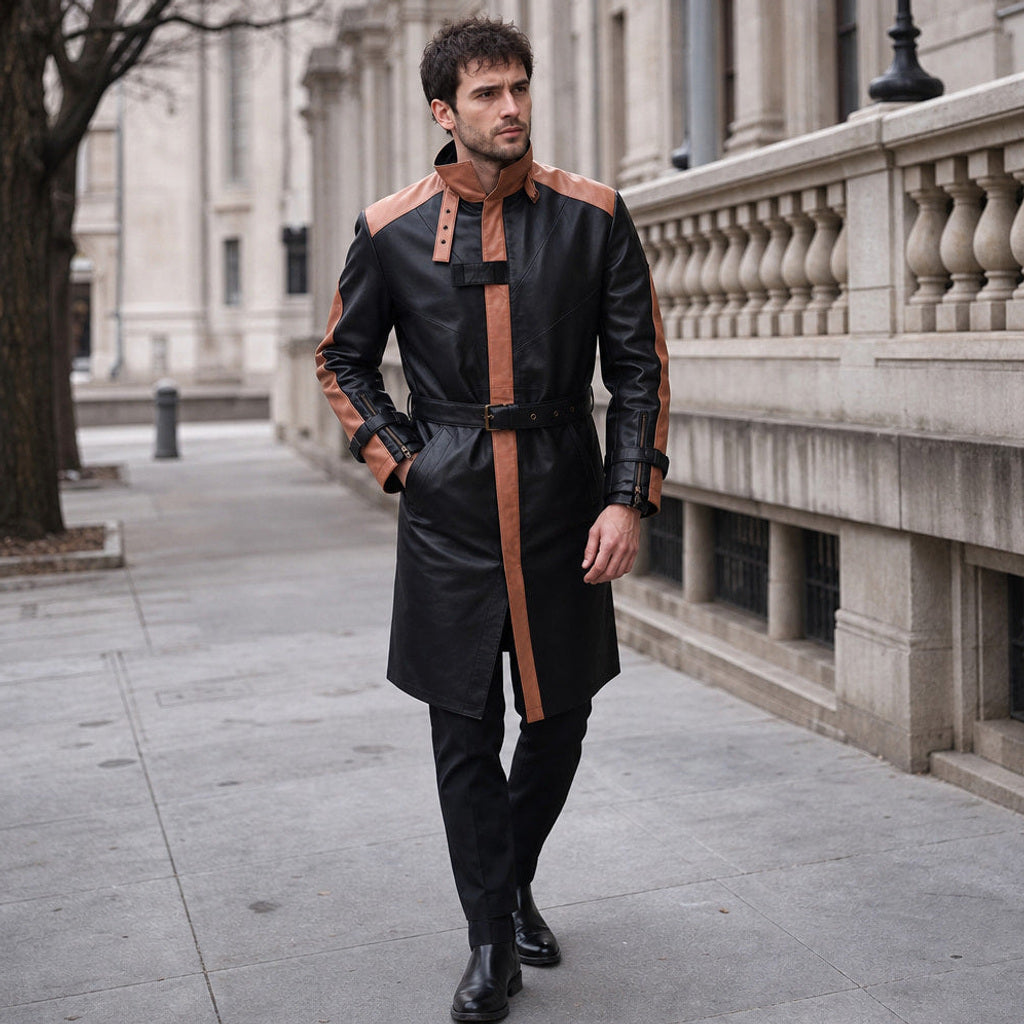 Hardwin | Trenchcoat Leder mit Gürtel