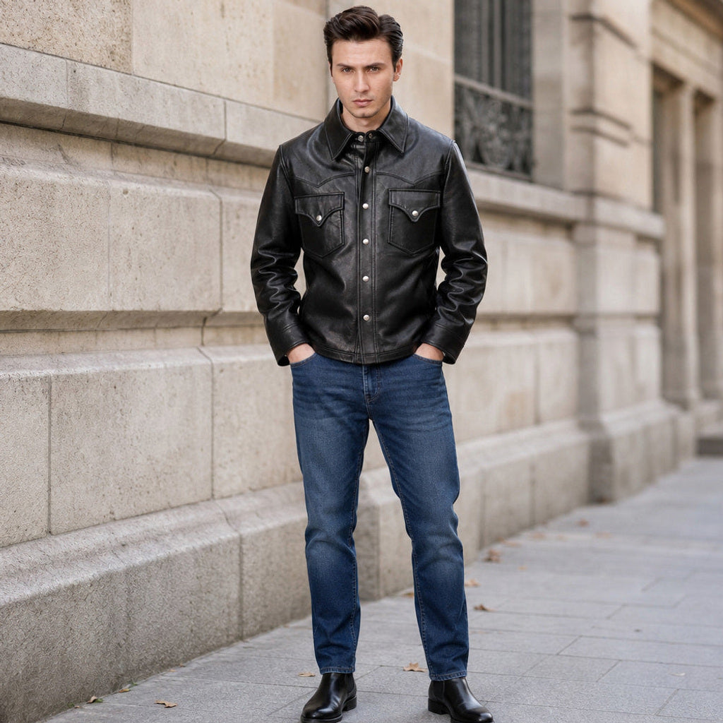 Haward | Herren Lederjacke Lammnappa Schwarz