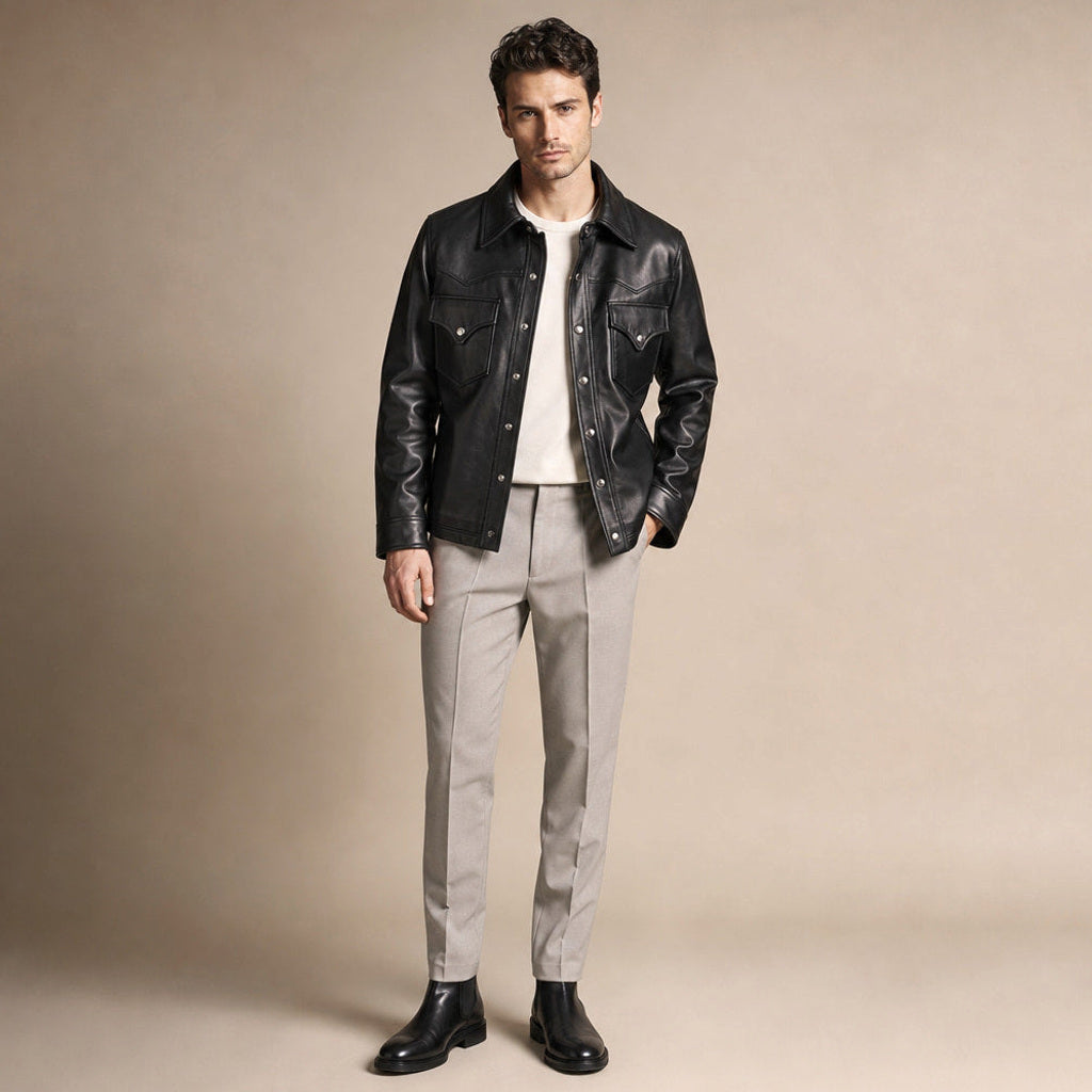 Haward | Herren Lederjacke Lammnappa Schwarz