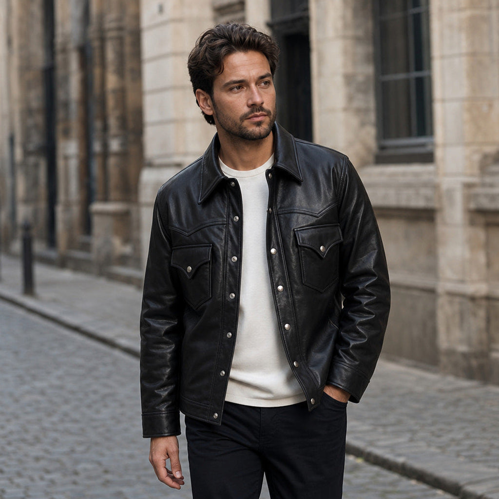 Haward | Herren Lederjacke Lammnappa Schwarz