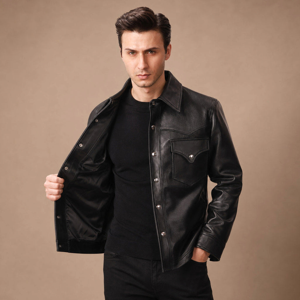 Haward | Herren Lederjacke Lammnappa Schwarz