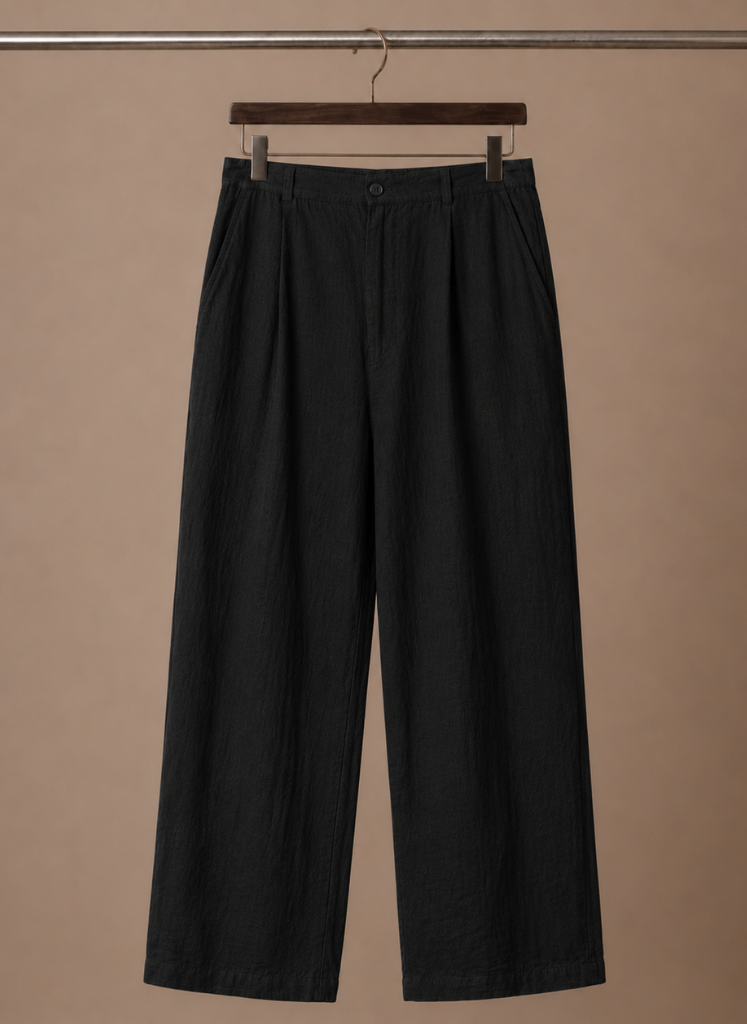 Hose Leinen-Baumwolle Relaxed Fit Sommergrün – Falren