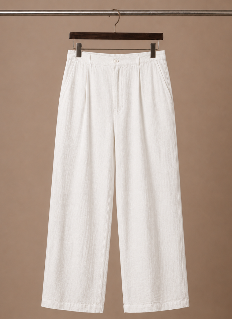 Hose Leinen-Baumwolle Relaxed Fit Sommergrün – Falren