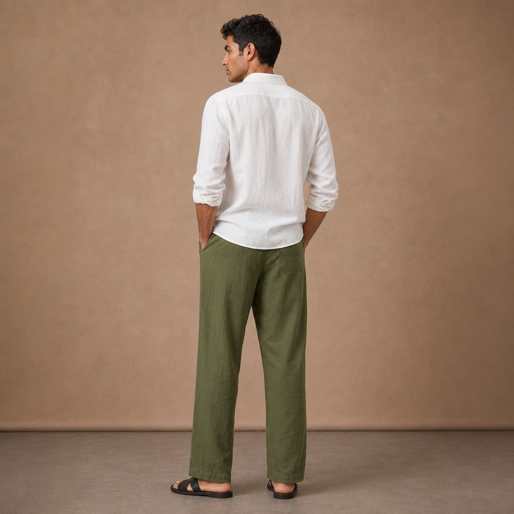 Hose Leinen-Baumwolle Relaxed Fit Sommergrün – Falren