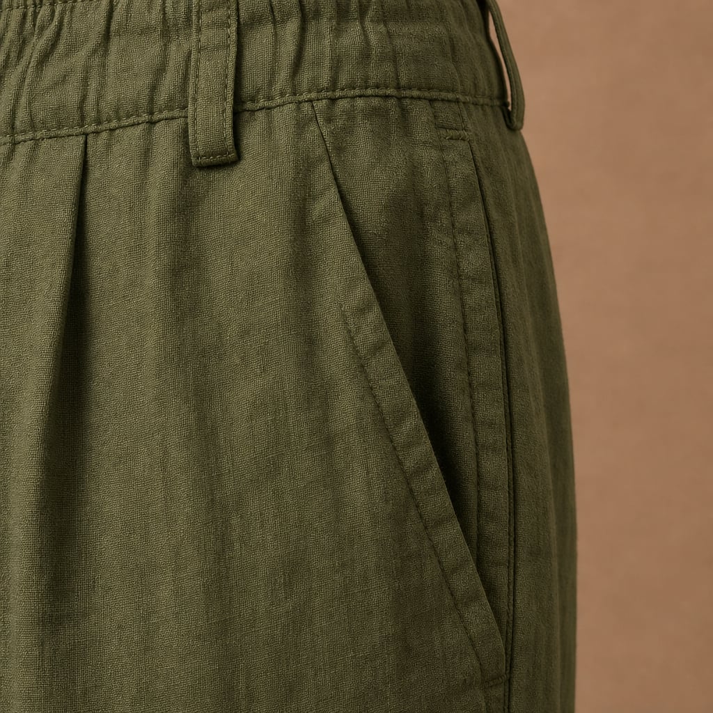 Hose Leinen-Baumwolle Relaxed Fit Sommergrün – Falren