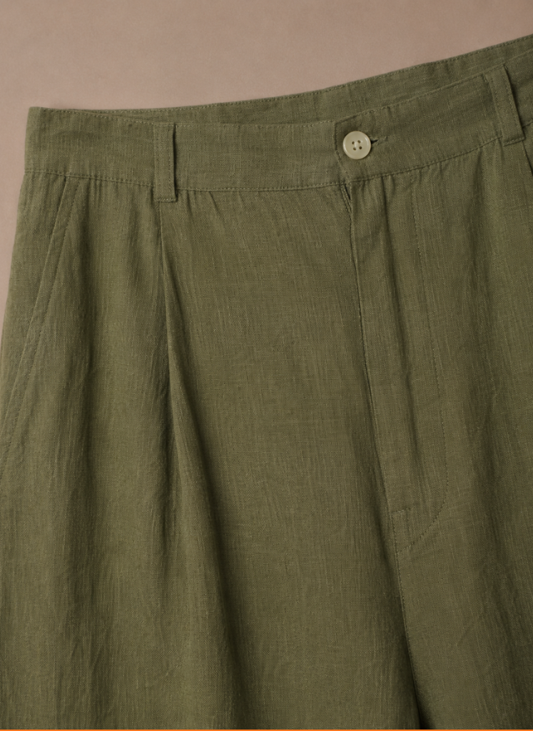 Hose Leinen-Baumwolle Relaxed Fit Sommergrün – Falren