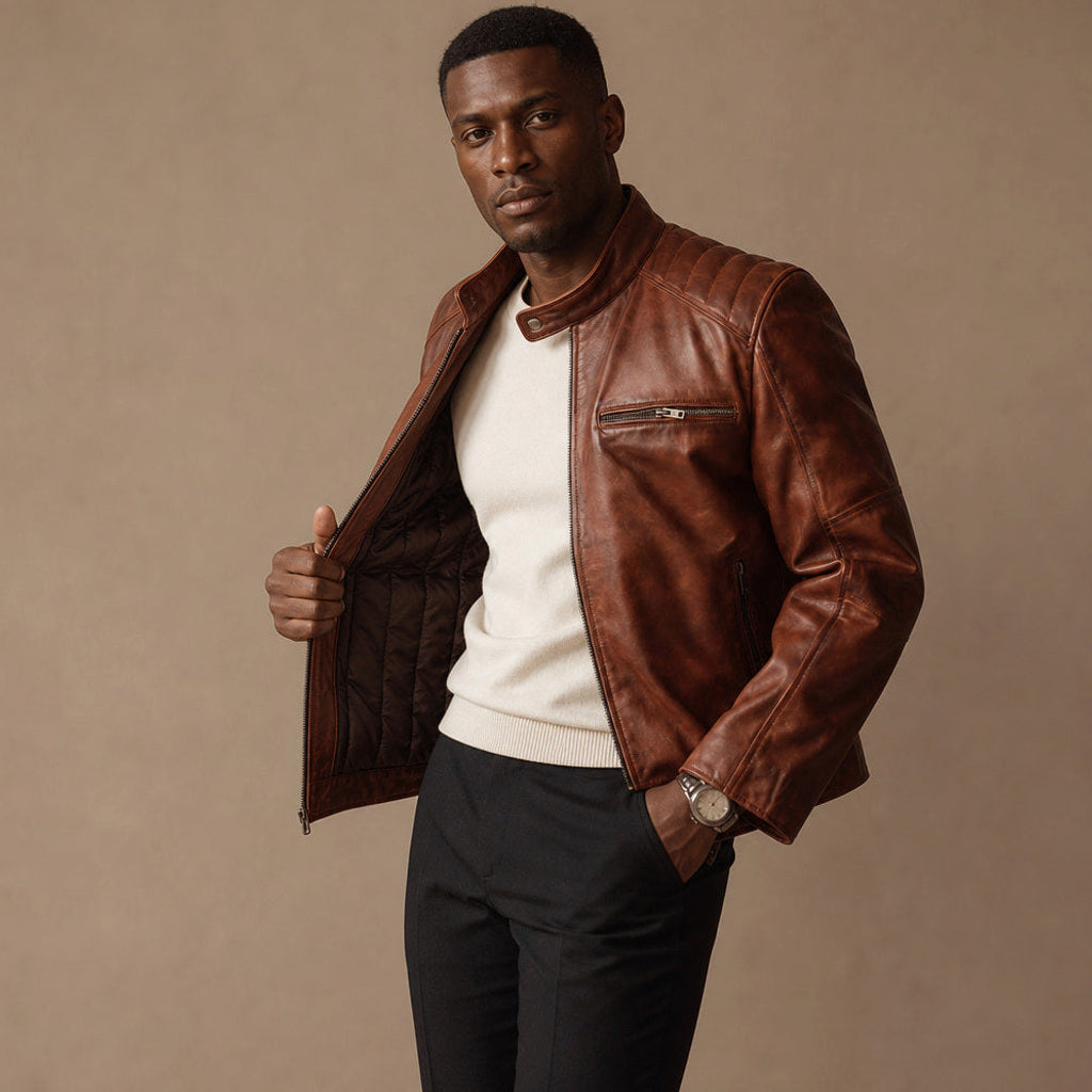 Immanuel | Lederjacke Cafe-Racer Cognac