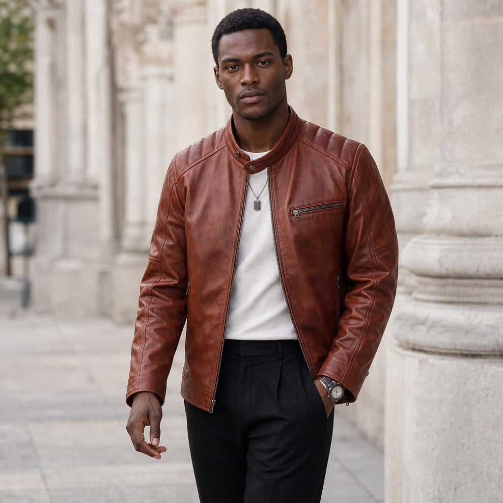 Immanuel | Lederjacke Cafe-Racer Cognac