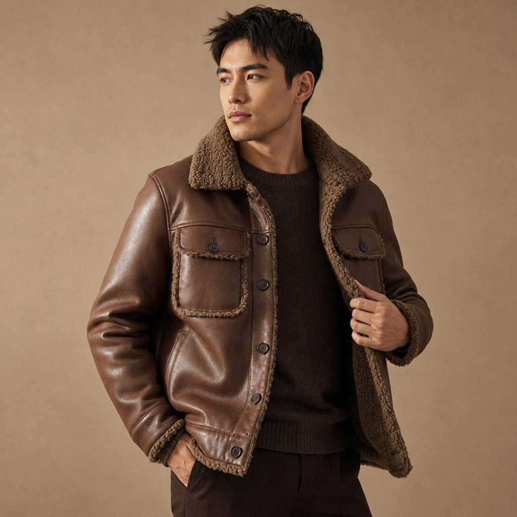Immo | Lederjacke Fleecefutter