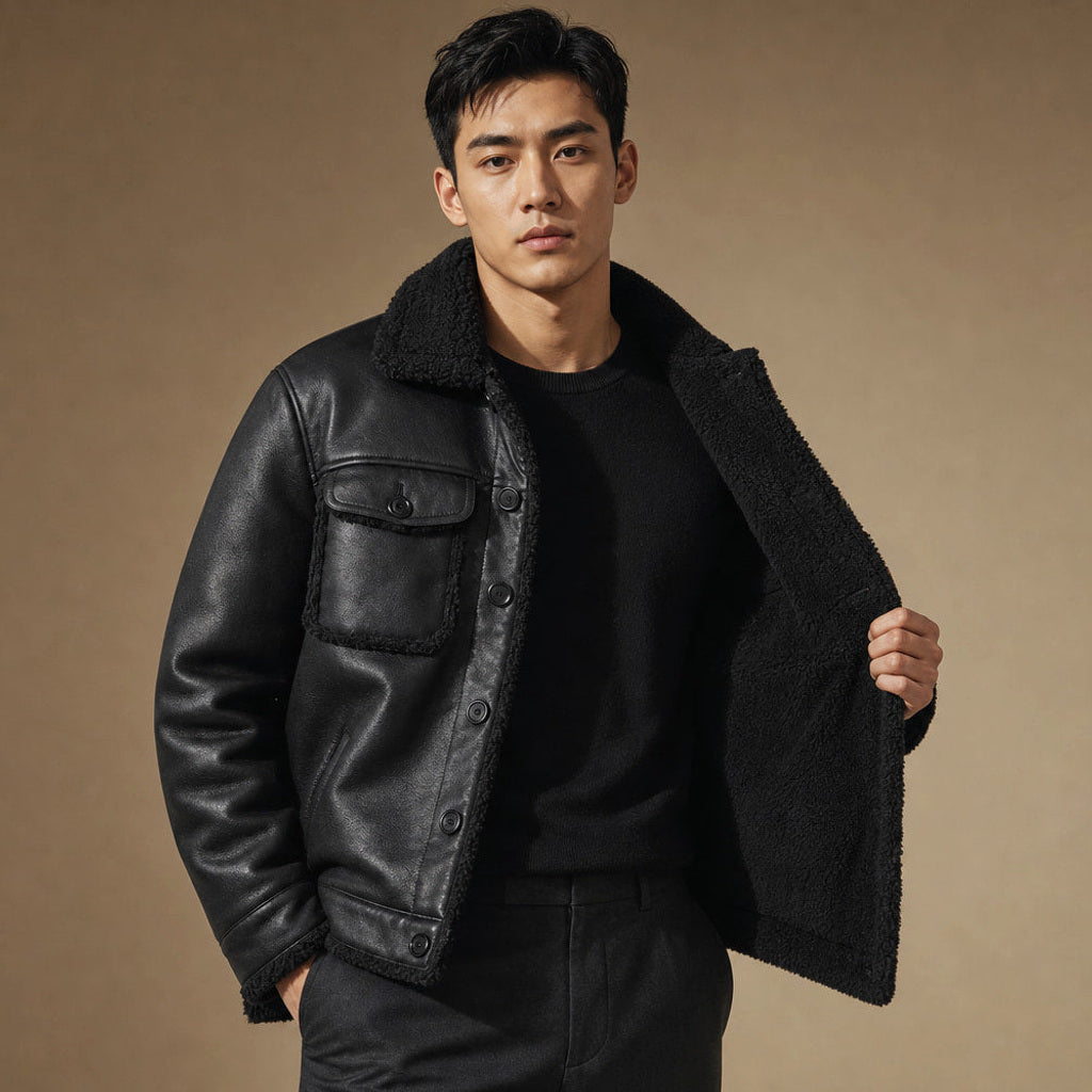 Immo | Lederjacke Fleecefutter